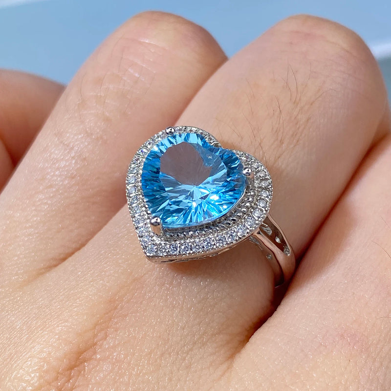 Sterling Silver Blue Topaz Ring for Women