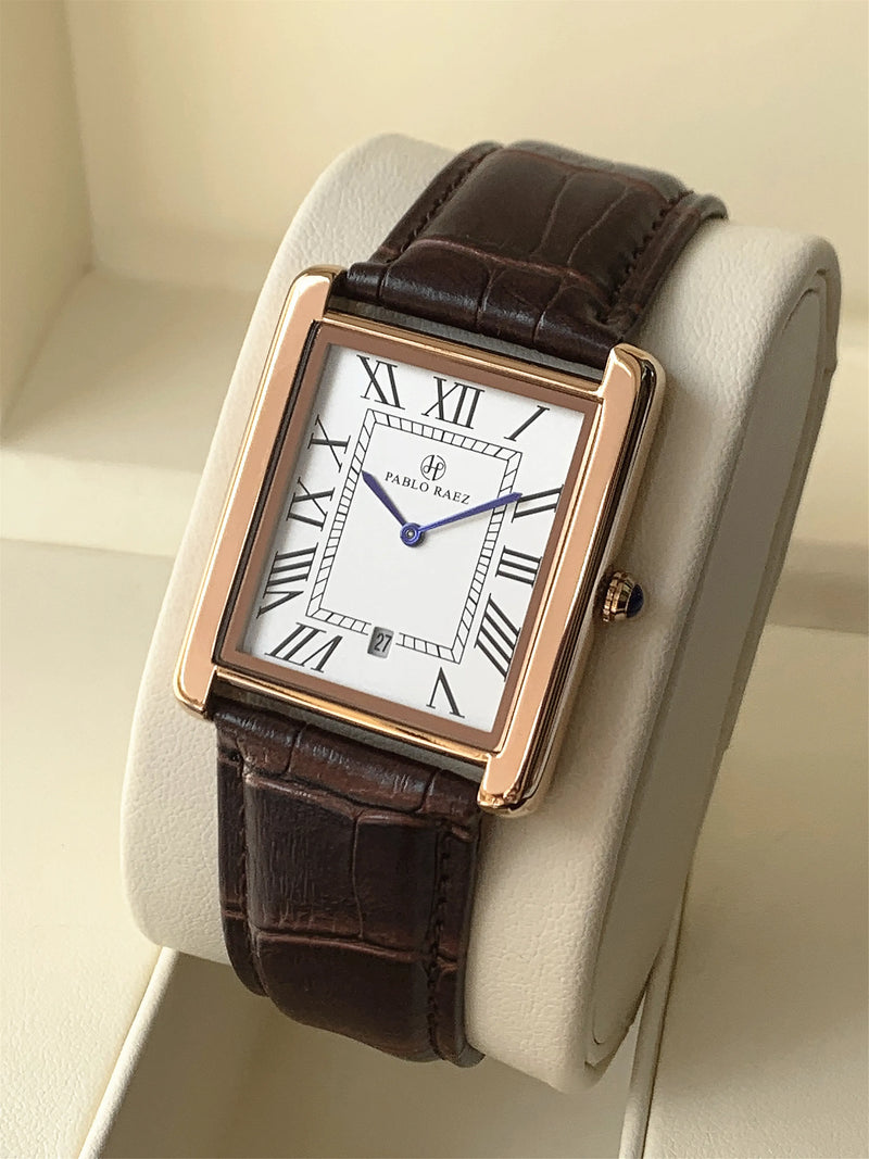 Elegant Quartz Leather Waterproof Wristwatch with Date Display