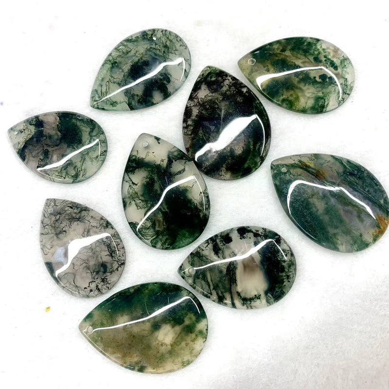 Sterling Silver Moss Agate Pendant for Women and Men