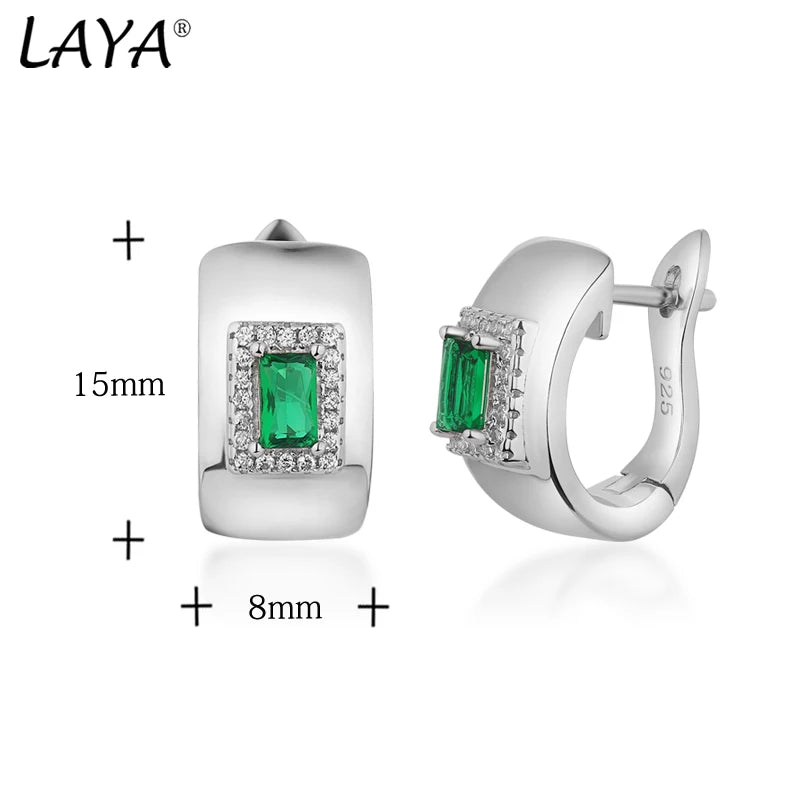 Sterling Silver Green Crystal Clip Earrings for Women