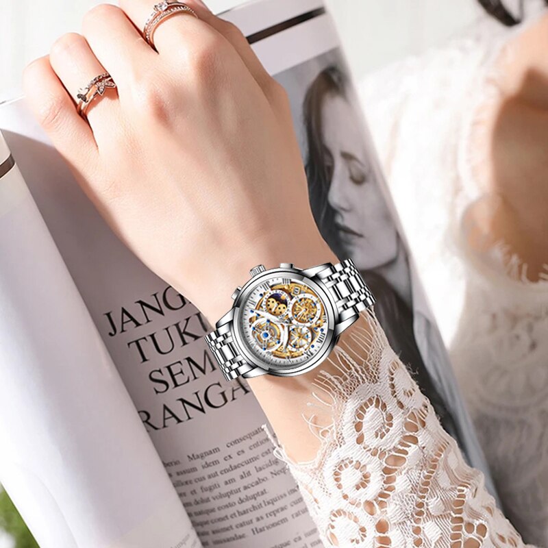 Rose Gold Stainless Steel Waterproof Wristwatch for Women