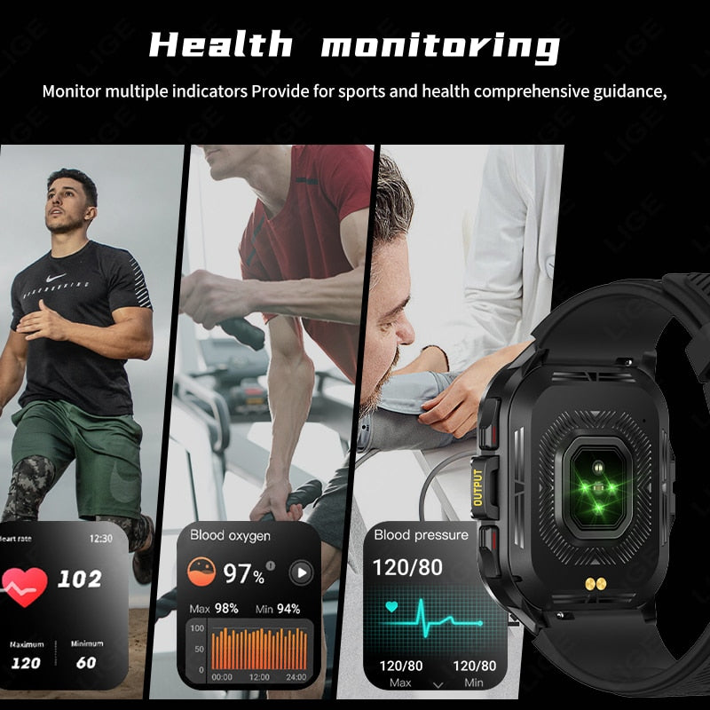 1.96 Inch Bluetooth Call Smartwatch with Health Monitor for Men