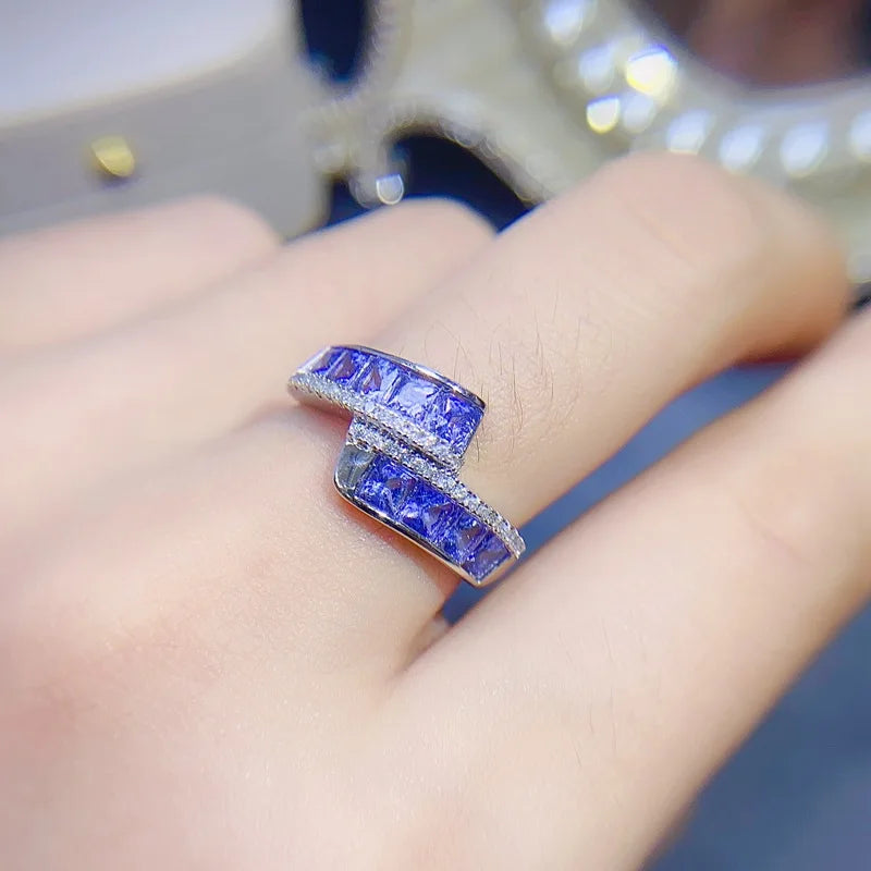 925 Sterling Silver Tanzanite Ring for Women