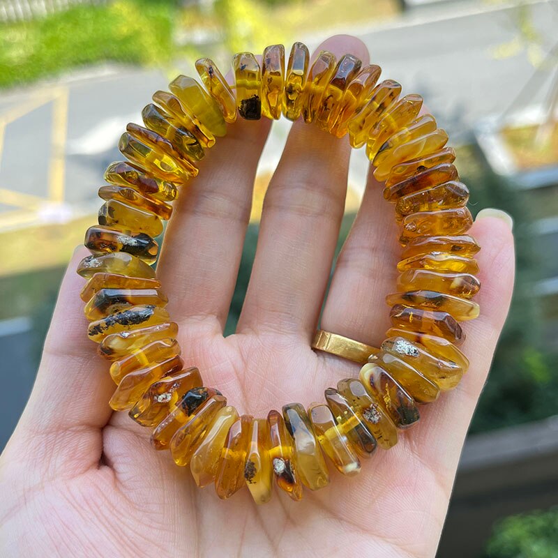 Sterling Silver Natural Amber Bracelet for Unisex