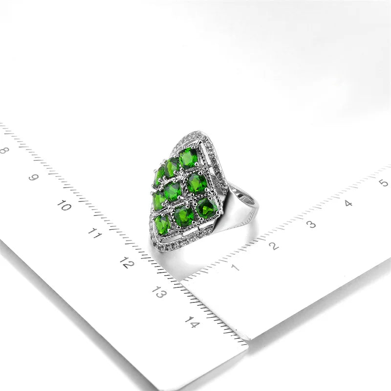 Sterling Silver Chrome Diopside Ring for Women