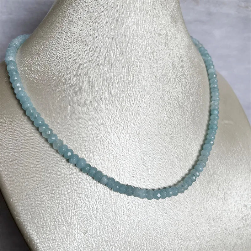 Sterling Silver Aquamarine Necklace Protection Healing Yoga for Women