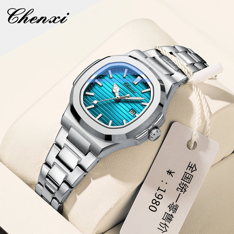 Stainless Steel Silver-Tone Quartz Wristwatch for Women