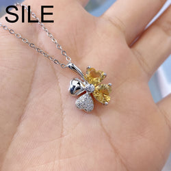 925 Sterling Silver Peridot & Citrine Heart Stone Pendant Necklace for Women