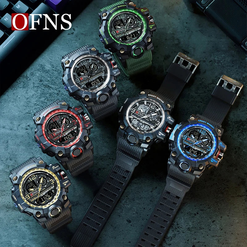 Stainless Steel Quartz Sports Watch with Dual Display for Men .