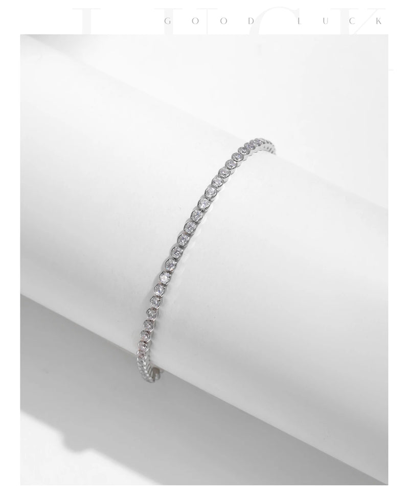 Sterling Silver Round Cubic Zirconia Tennis Bracelet for Women