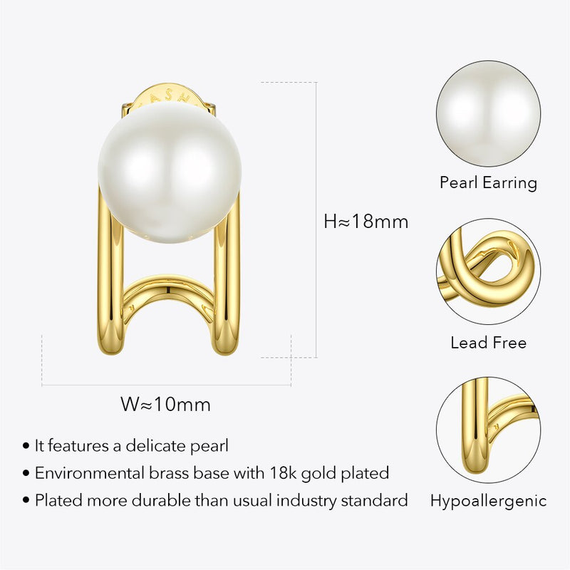 ENFASHION Piercing Pearl Stud Earrings For Women Gold Color Earings Aretes De Mujer Christmas Fashion Jewelry Wholesale E191144