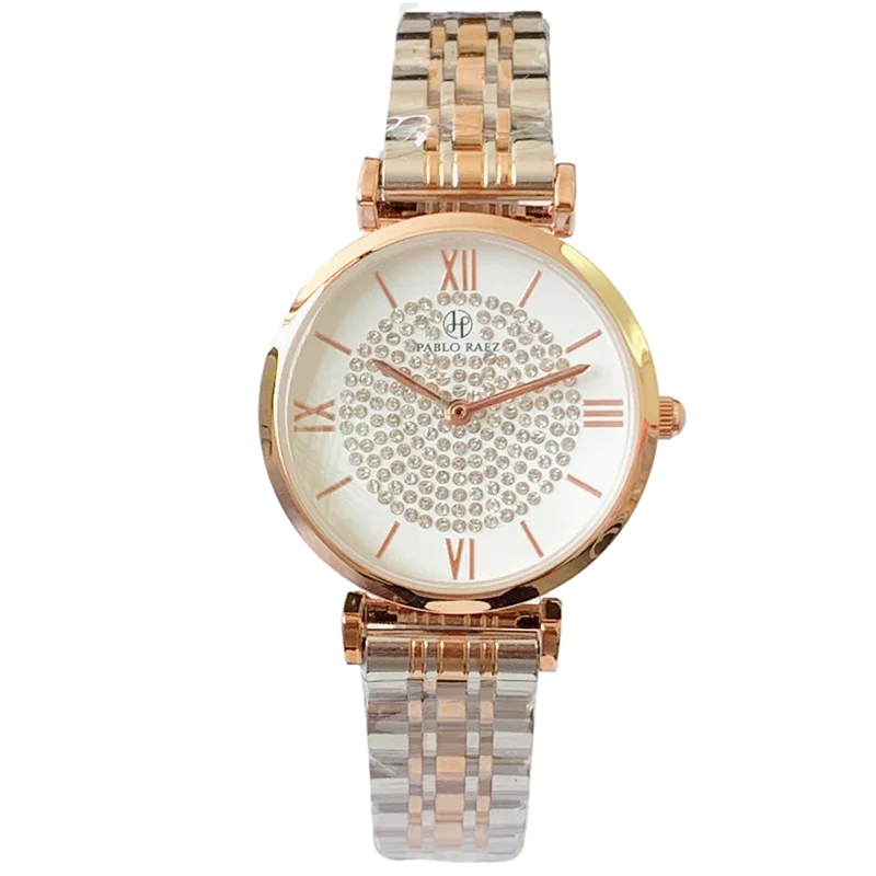 Women's Casual Wristwatch with Rhinestones & Quartz Movement