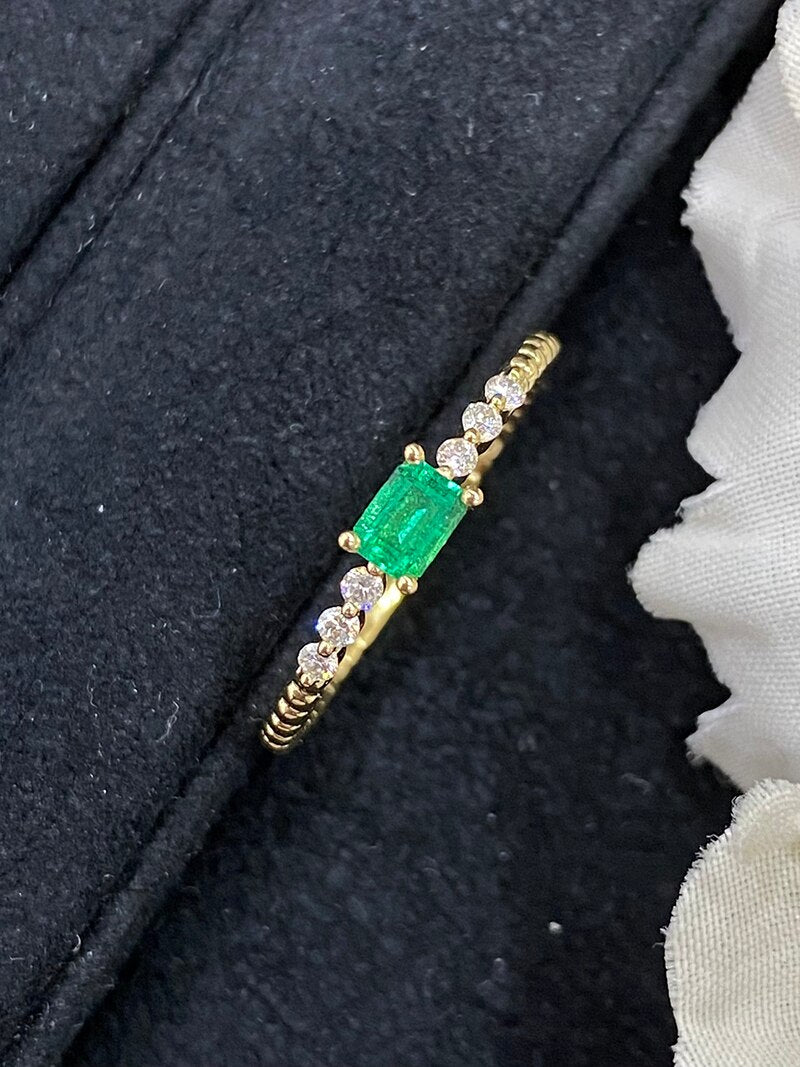 18K Yellow Gold Emerald Ring for Women