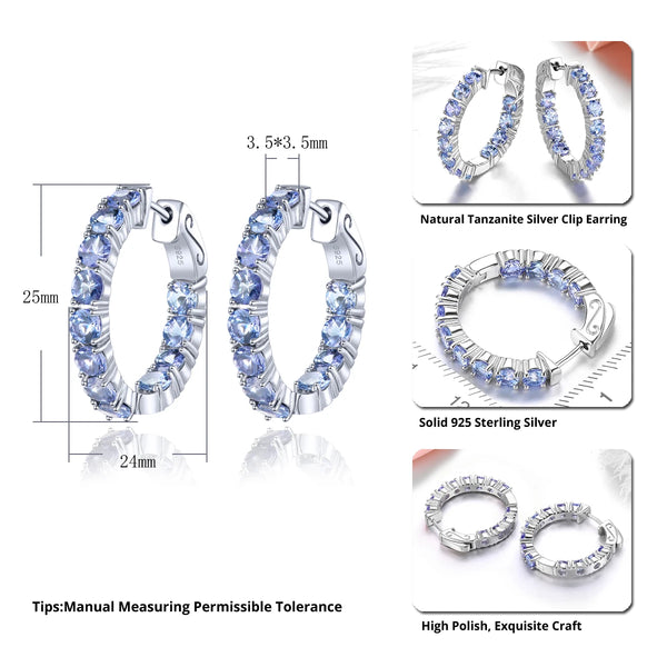 Sterling Silver 4.3 ctw Tanzanite Clip Earrings for Women