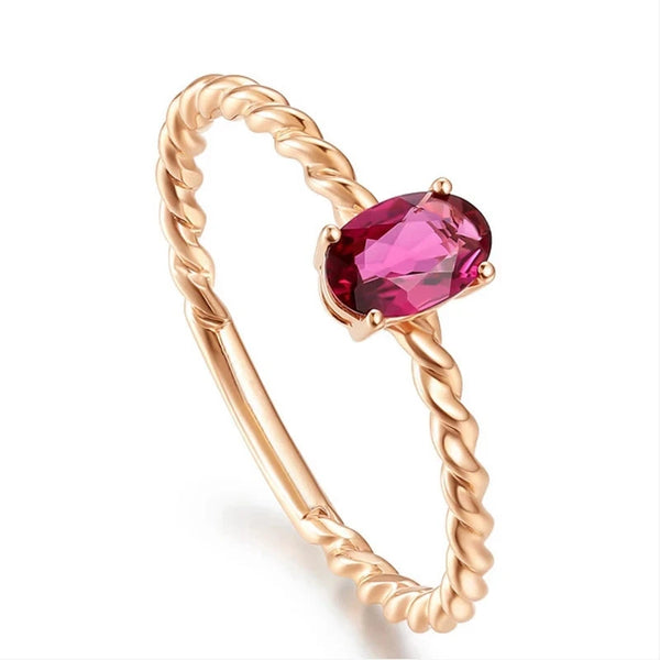 18k Rose Gold Oval Tourmaline Ring for Women