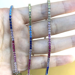 925 Sterling Silver Colorful Zircon Tennis Bracelet for women