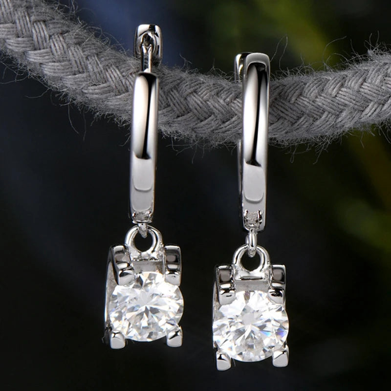 925 Sterling Silver 5mm Moissanite Bull Head Hoop Earrings for Women