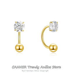 925 Sterling Silver Zircon Ball Stud Earrings For Women