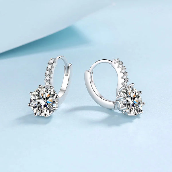 S925 Sterling Silver PT950 Gold Plated 4 Carat Moissanite Hoop Earrings For Women