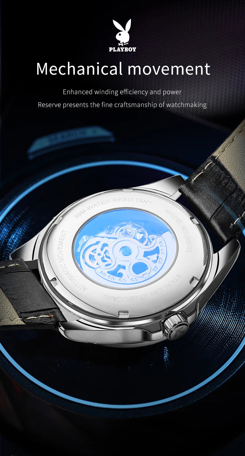 Stainless Steel Automatic Mechanical Watch for Men