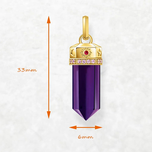 925 Sterling Silver Yellow-Gold Plated Pendant with Imitation Amethyst for Women