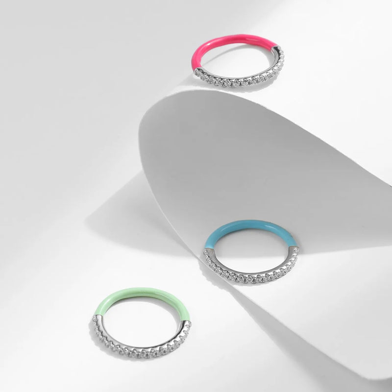 Silver Colorful Enamel Stackable Ring for Women