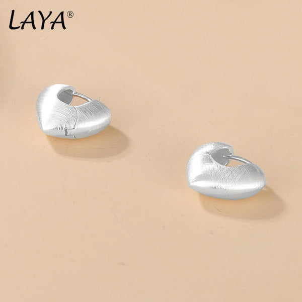 925 Sterling Silver Heart Satin Finish Earrings for Women