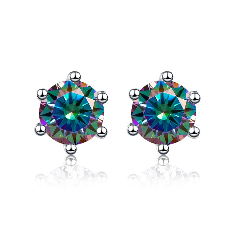 925 Sterling Silver Real Moissanite 0.5/1.0CTW Purple Stud Earrings for Women