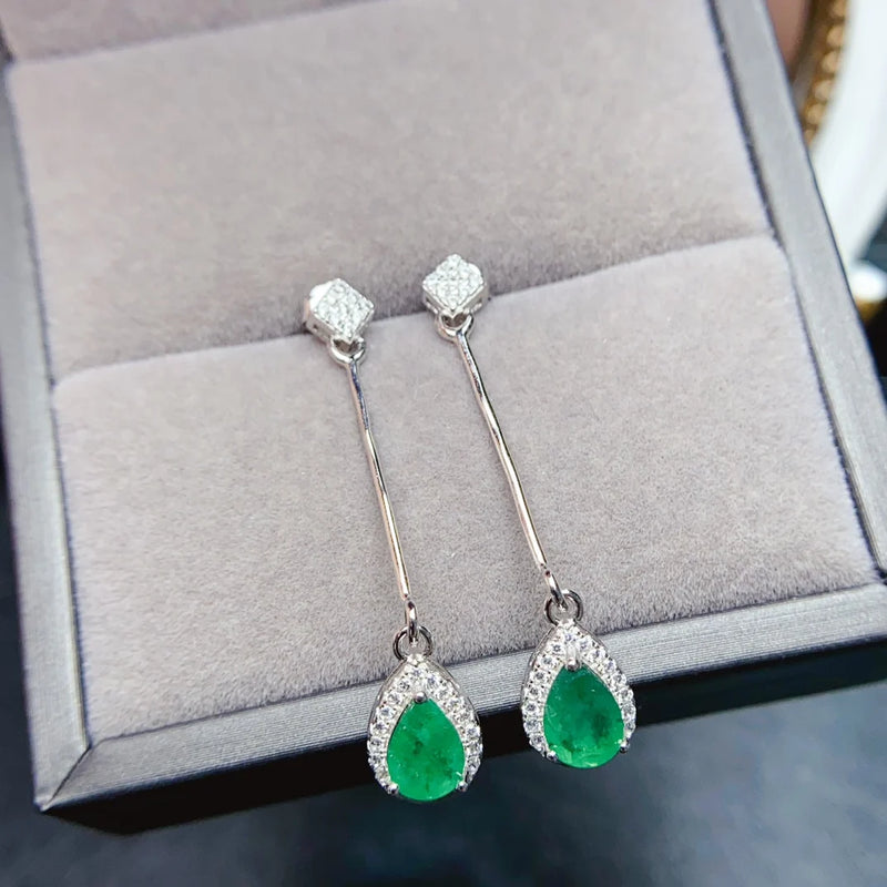 Sterling Silver 5*7mm Emerald Earrings for Women