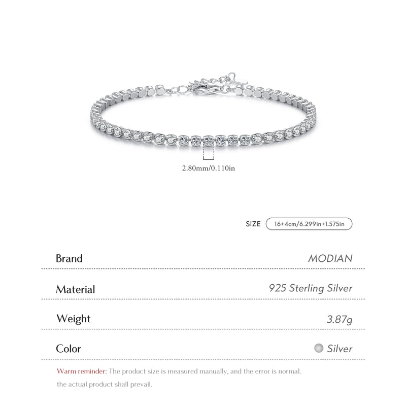 Sterling Silver Round Cubic Zirconia Tennis Bracelet for Women