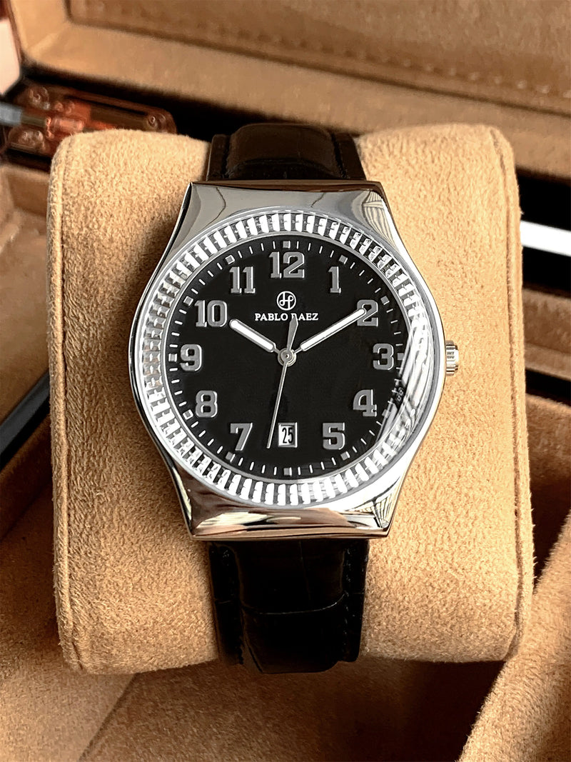 Luxury Leather Watch for Men with Quartz Movement, Waterproof, Luminous Date Display