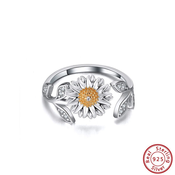 Sterling Silver Sunflower Ring for Women