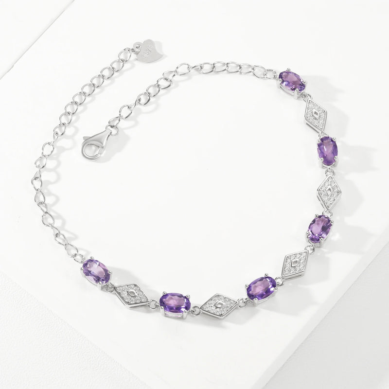 925 Sterling Silver Amethyst Bracelets for Women