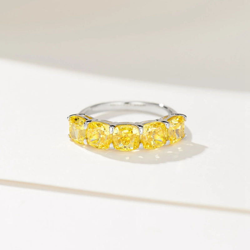 Sterling Silver Citrine Gemstone Ring with Crushed Ice Cut for Women