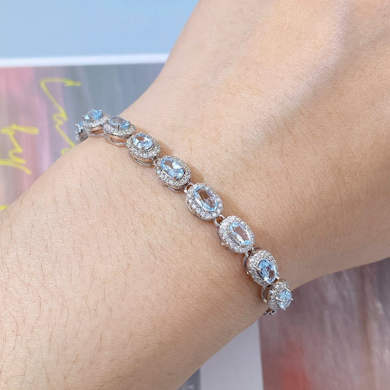 Sterling Silver Topaz Tennis Bracelet for Women