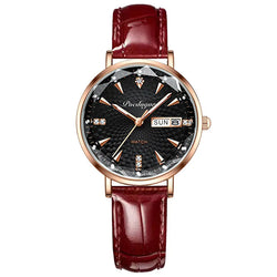 Exquisite Ladies Watch with Ultra-thin Leather Belt, Waterproof, Luminous Quartz Movement