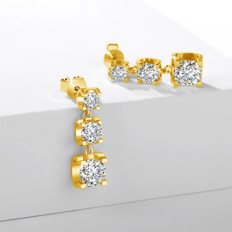 14K Gold Moissanite Drop Earrings for Women