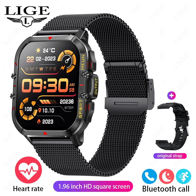 1.96 Inch Bluetooth Call Smartwatch with Health Monitor for Men