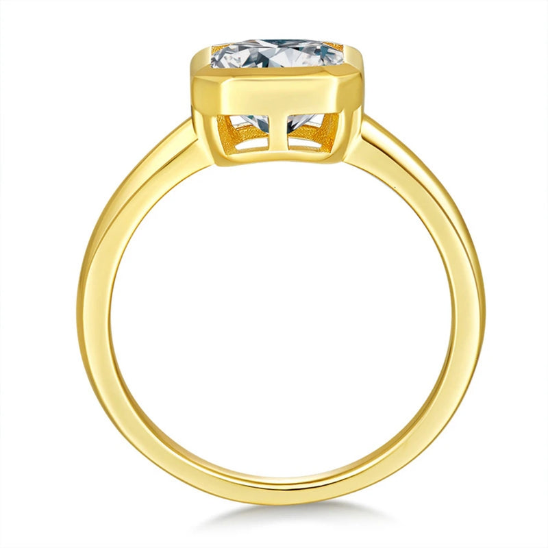 18K Gold Plated Sterling Silver 0.70ct Asscher Cut Moissanite Engagement Ring for Her