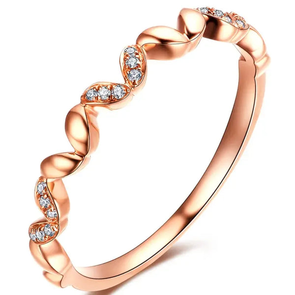 14k Rose Gold Natural Diamonds Wedding Band Ring for Women