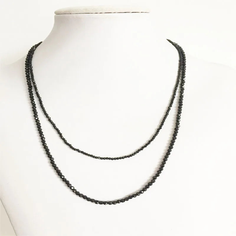 Sterling Silver Black Beads Short Necklace for Women