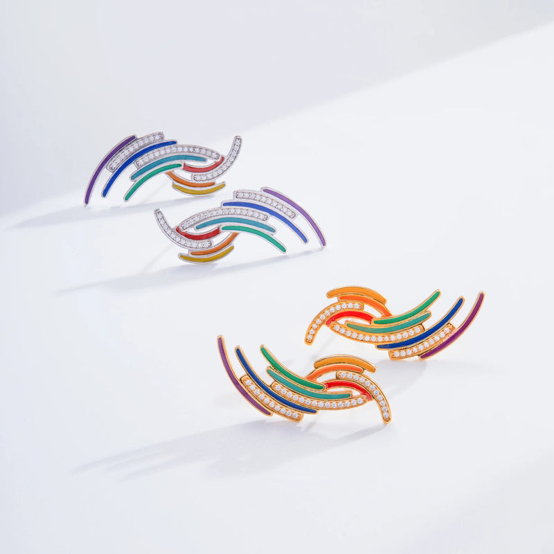 Sterling Silver Rainbow Shaped Earrings for Women