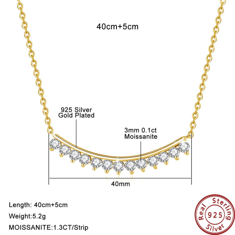 Yellow Gold 1.3ct Moissanite Smile Bar Pendant for Women