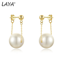 Sterling Silver Shell Pearl Drop Earrings for Women