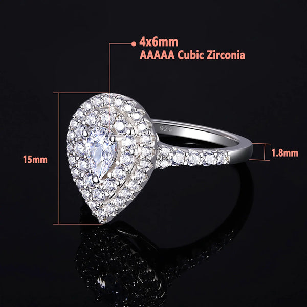 Sterling Silver Teardrop CZ Engagement Ring for Women