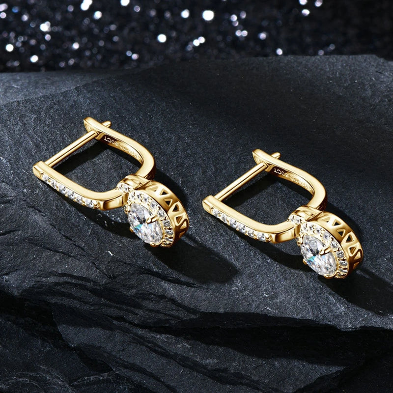 18K Gold Plated Sterling Silver Moissanite Drop Earrings for Women