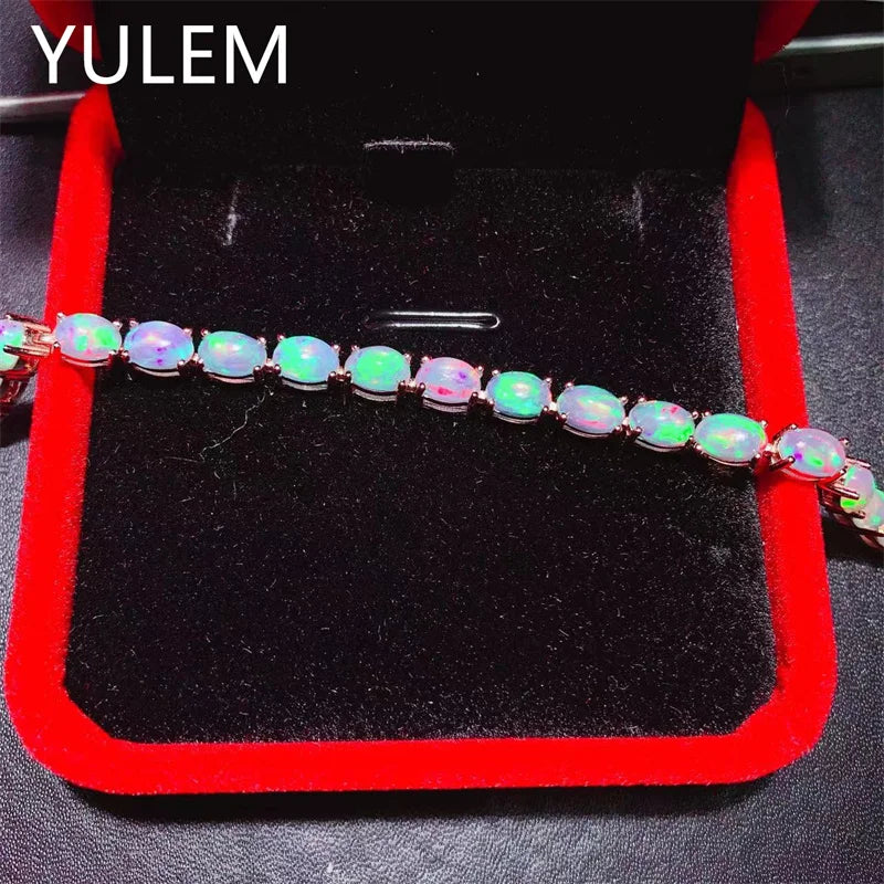 925 Sterling Silver Natural Opal Bracelet for Women