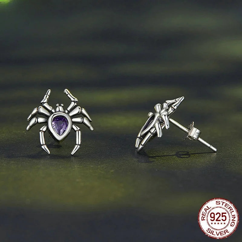 Sterling Silver Spider Earrings