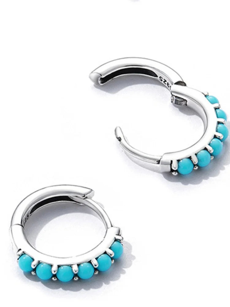 Silver Turquoise Clip Earrings for Women