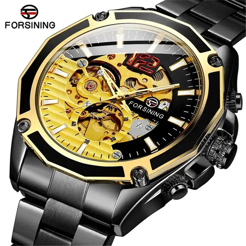 Stainless Steel Skeleton Mechanical Automatic Watch for Men